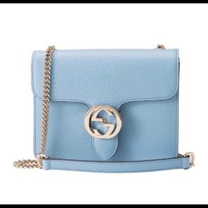 GUCCi BLUE LEATHER MARMONT INTERLOCKING CROSSBODY